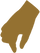Hand with thumb and two fingers pinching, in a gold color.