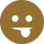 Smiley face with a tongue sticking out, in a gold color.