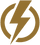 Lightning bolt inside a circle, in a gold color.