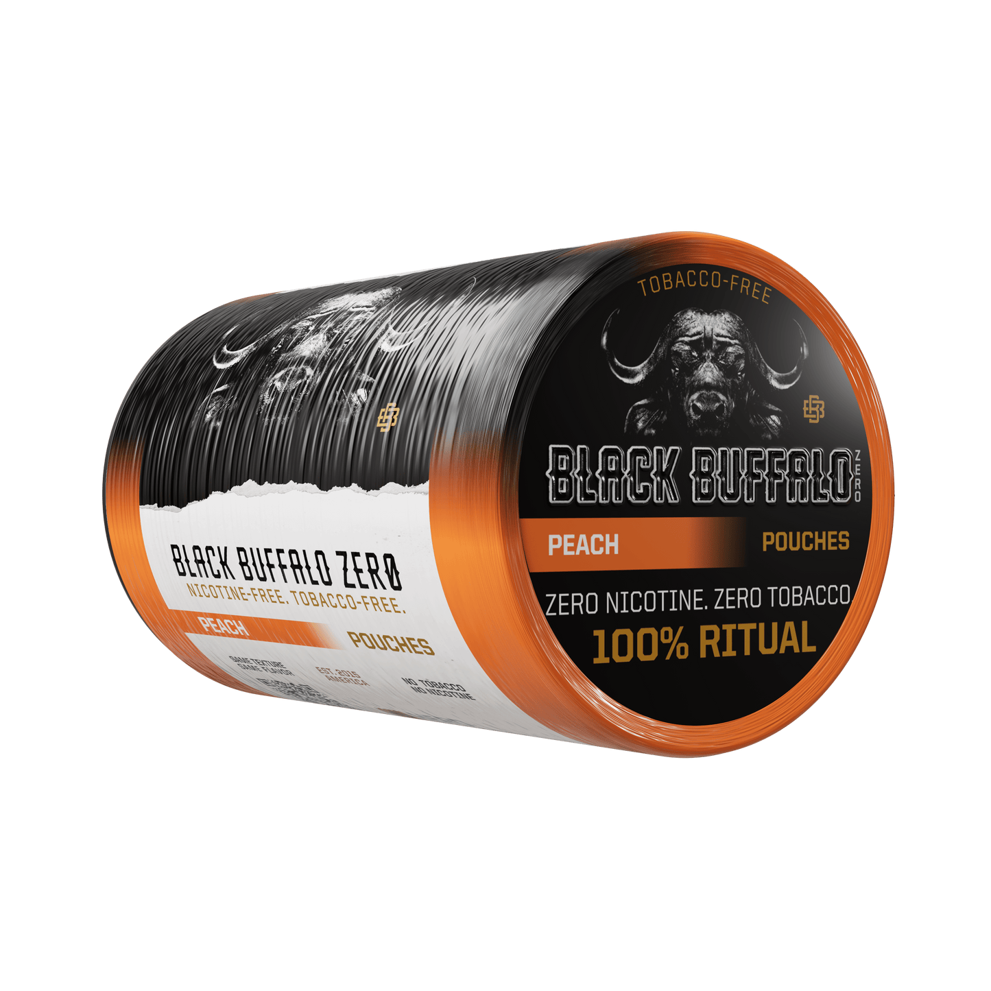 Black Buffalo Nicotine-Free Peach ZERO Pouches | 5-Can Roll