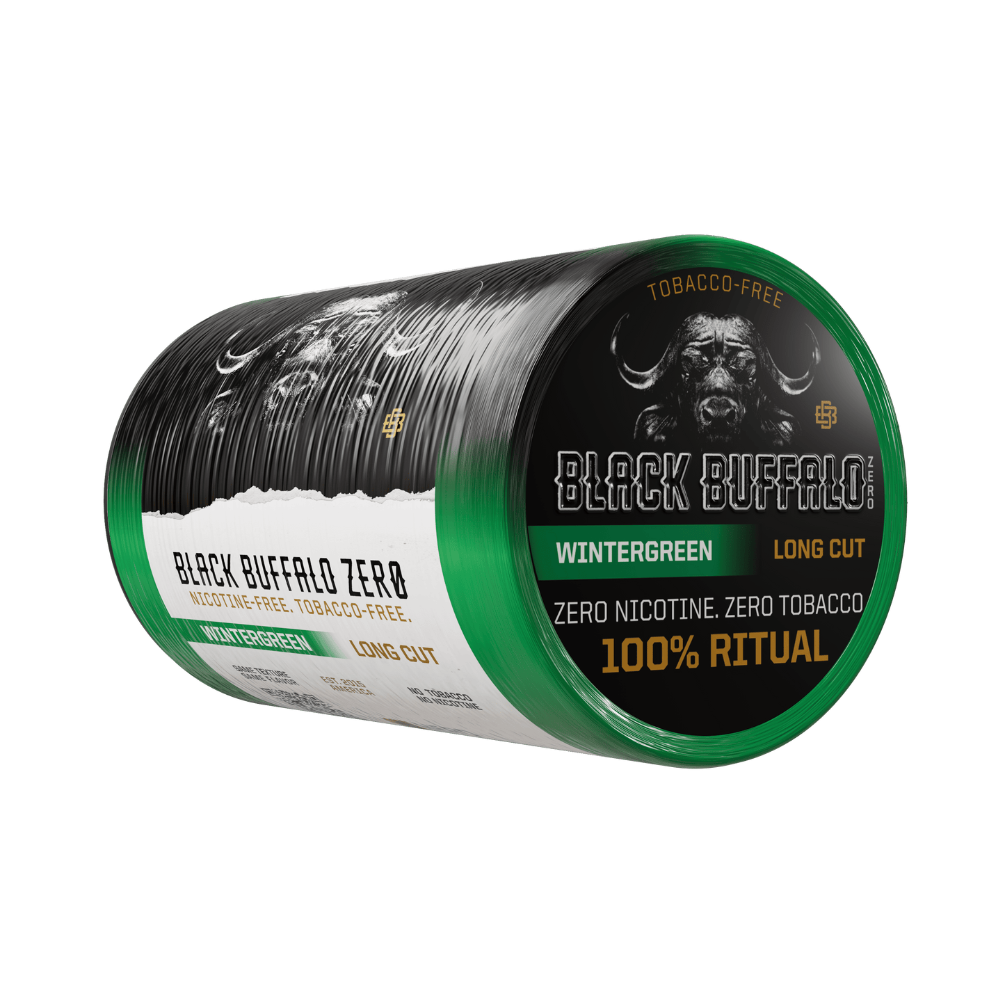 Black Buffalo Nicotine-Free Wintergreen ZERO Long Cut | 5-Can Roll