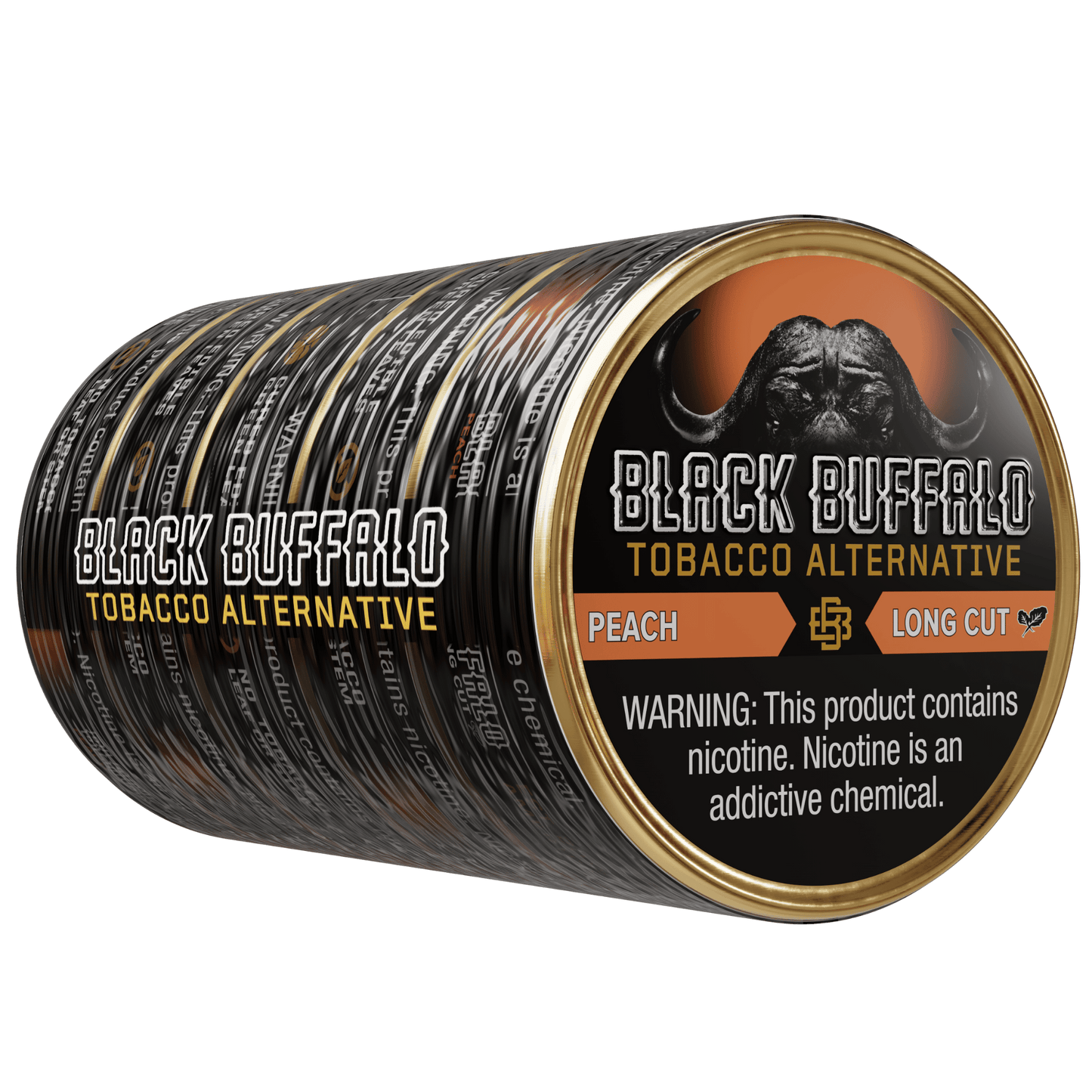 Black Buffalo Nicotine Peach Long Cut | 5-Can Roll