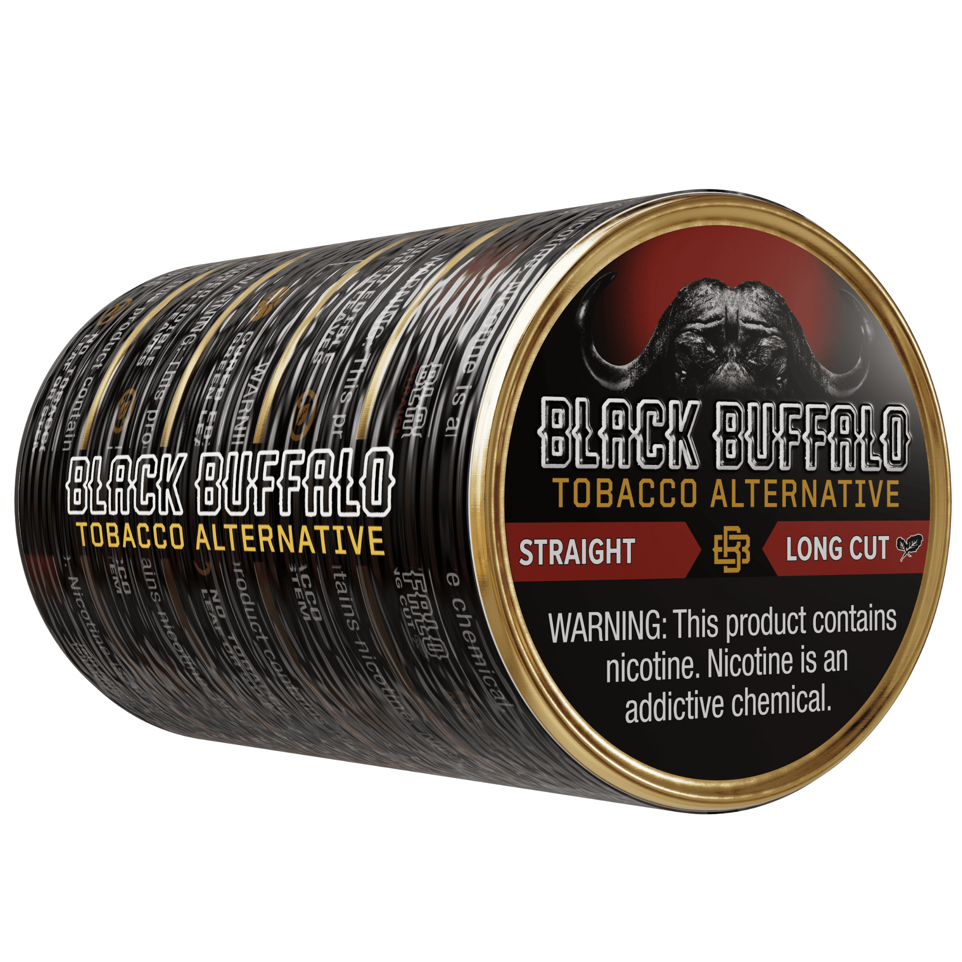 Black Buffalo Nicotine Straight Long Cut | 5-Can Roll