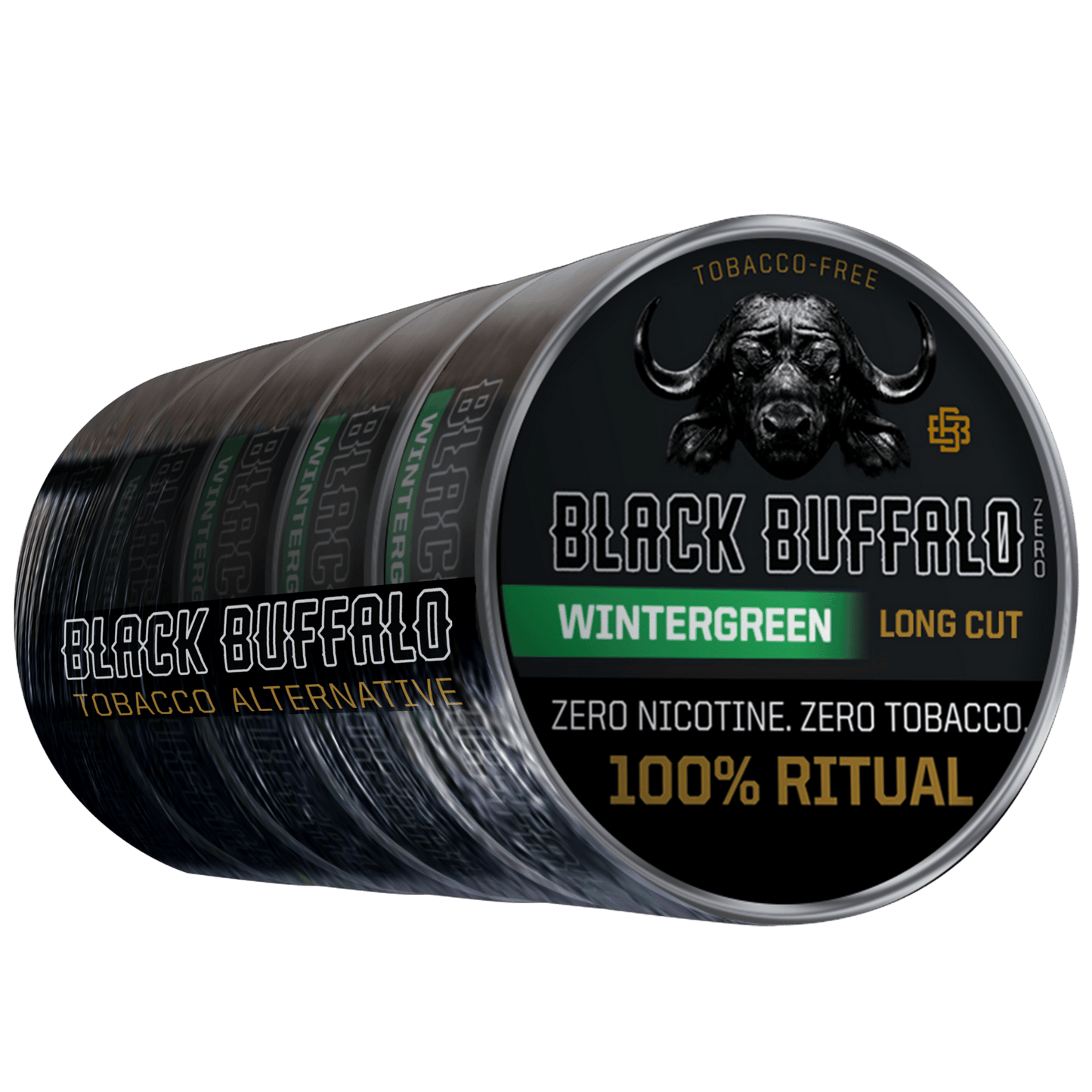 Black Buffalo Nicotine-Free Wintergreen ZERO Long Cut | 5-Can Roll