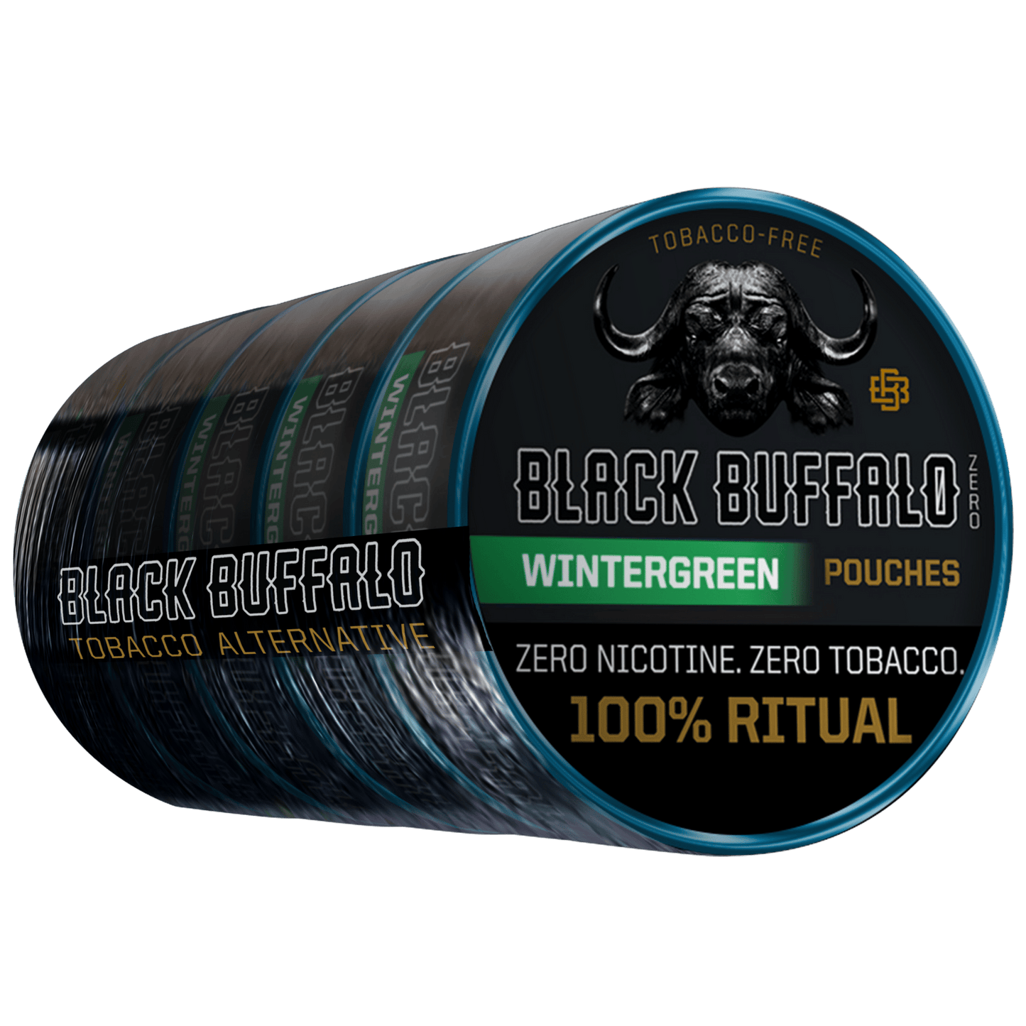 Black Buffalo Nicotine-Free Wintergreen ZERO Pouches | 5-Can Roll